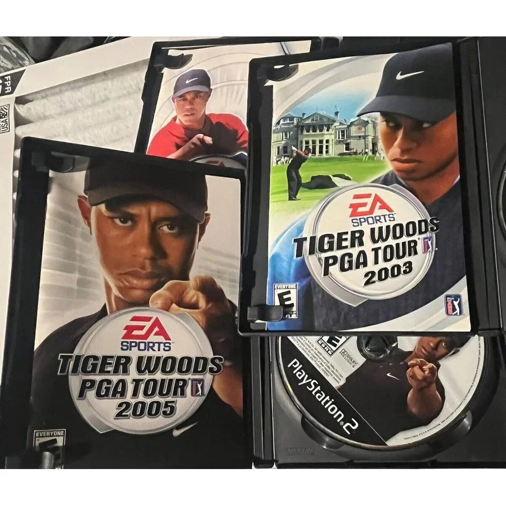 Tiger Woods PGA Tour PS2 Sony PlayStation 2 Lot of 3 Games Complete 2001 03 2005